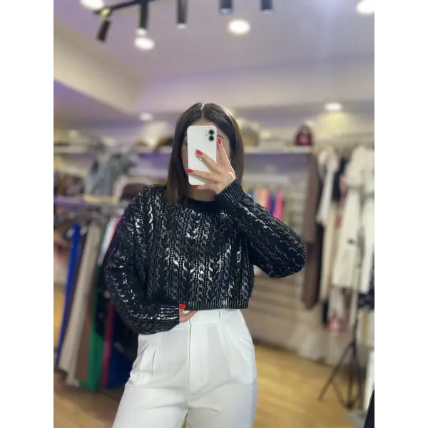 Robin siyah varaklı bluz