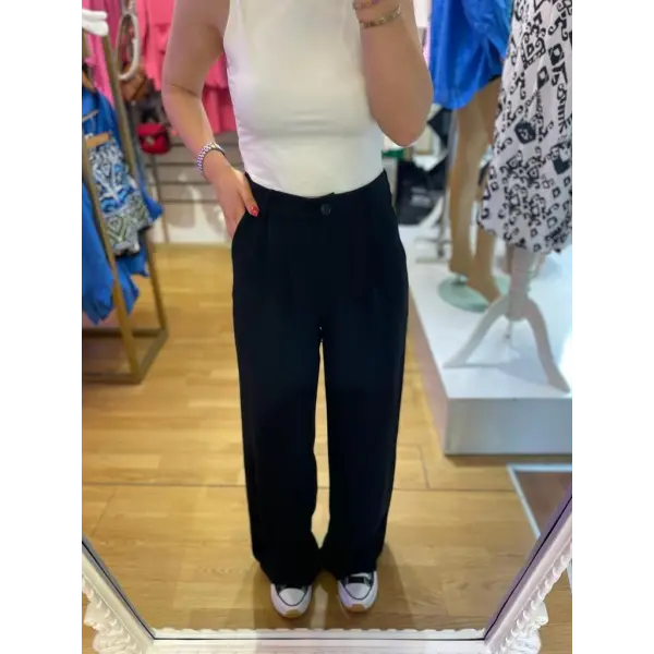 Siyah Arka Beli Lastikli Palazzo