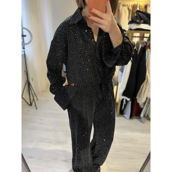 Siyah taşlı takım