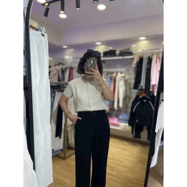 Taş işlemeli yumoş hırka&bluz