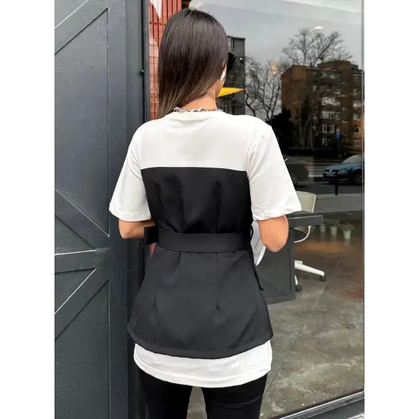 Tasarım ceket yaka bluz