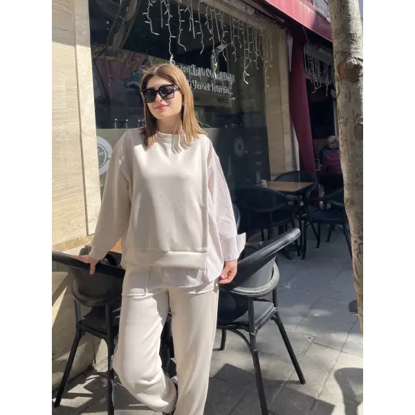 Tasarım gömlek detaylı modal kumaş takım