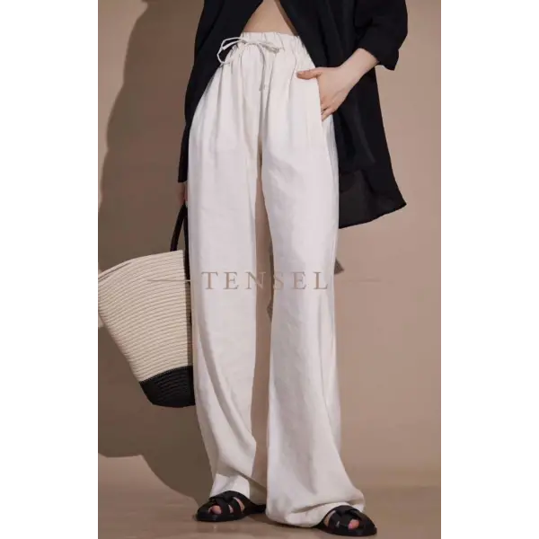 Yüksek bel tensel kumaş palazzo