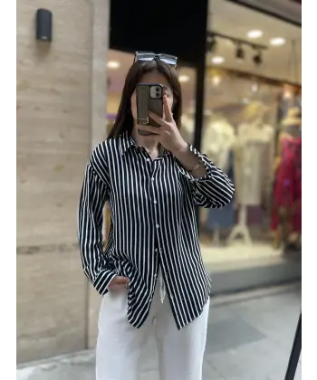 Çizgili tensel gömlek