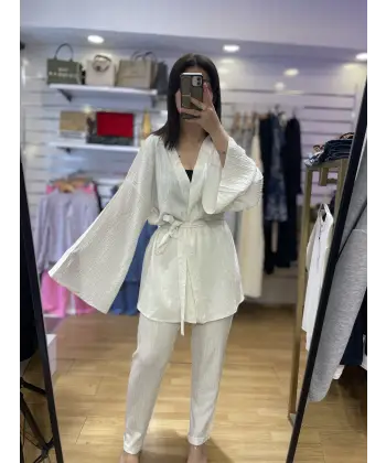 Gofre kimono kuşaklı takım