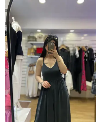 İp askılı modal kumaş füme tulum