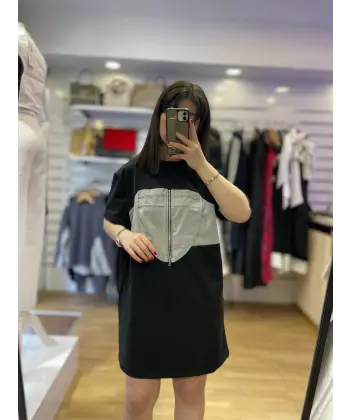 Marka model fermuar detaylı penye elbise