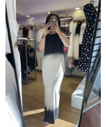 Marka model renk geçişli maxi elbise