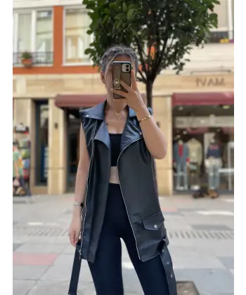 Oversize Deri Yelek