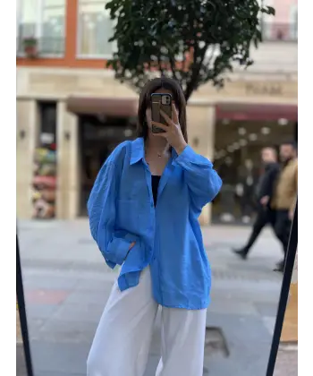 Oversize Düşük Omuz Gömlek