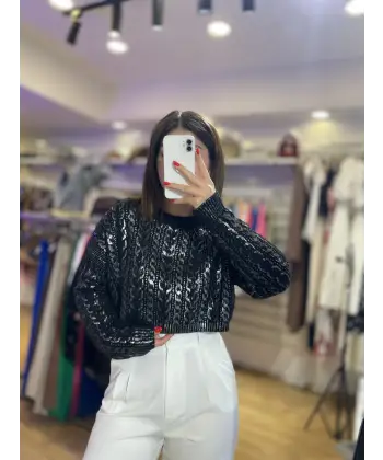 Robin siyah varaklı bluz