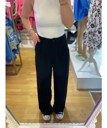 Siyah Arka Beli Lastikli Palazzo