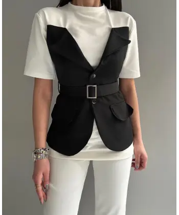 Tasarım ceket yaka bluz