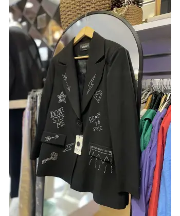 Tasarım taş detaylı blazer ceket