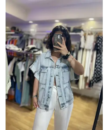 Yeni sezon oversize denim yelek
