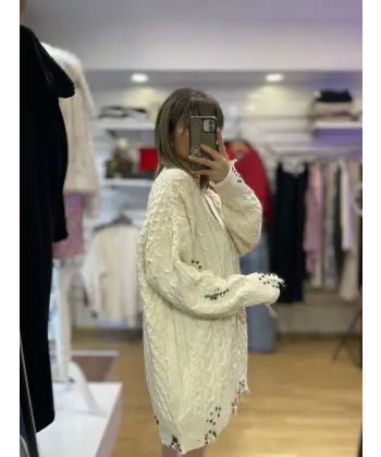 Yırtıklı pramit droplu ceket