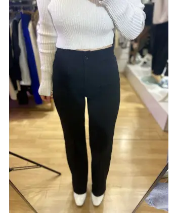 Yüksel bel siyah Palazzo pantolon