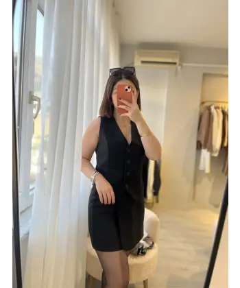 Yumuşak kaşe yelek ve etek takım