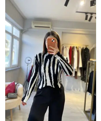 Zebra desen vatkalı kazak