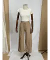 Beli lastikli keten Palazzo pantolon