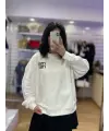 Beyaz taş detaylı marka model sweat