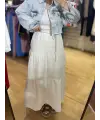 Müslin astarlı beyaz uzun etek