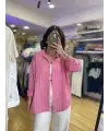 Pembe çizgili tensel gömlek