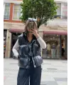 Siyah Şişme Deri Yelek