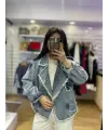 Tasarım taş detaylı denim ceket