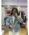 Tasarım taş detaylı denim ceket