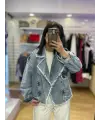 Tasarım taş detaylı denim ceket