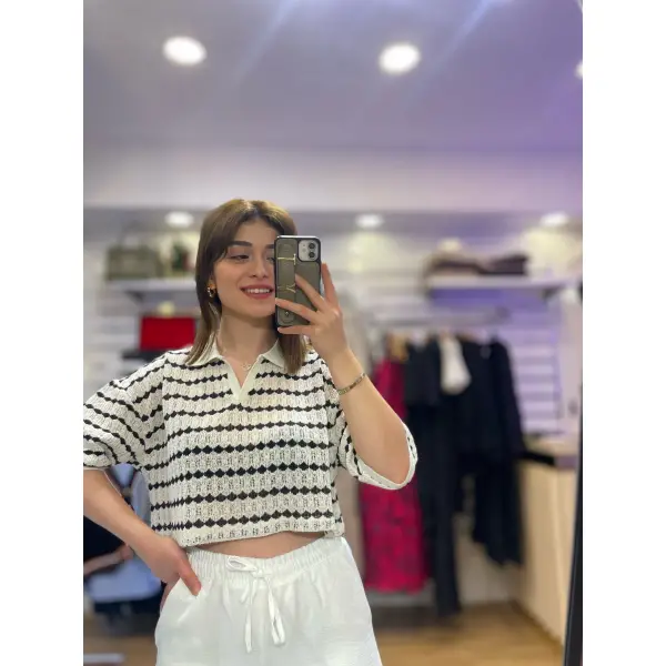 Etnik desenli merserize bluz