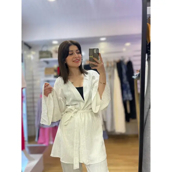 Gofre kimono kuşaklı takım