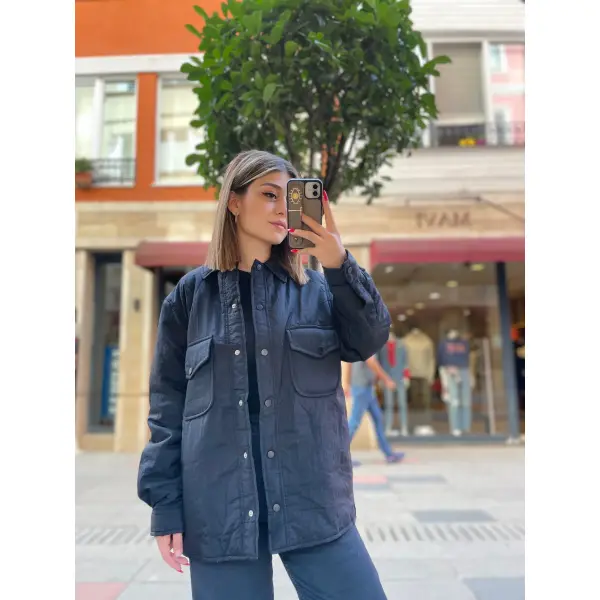 Oversize Siyah Mevsimlik Ceket