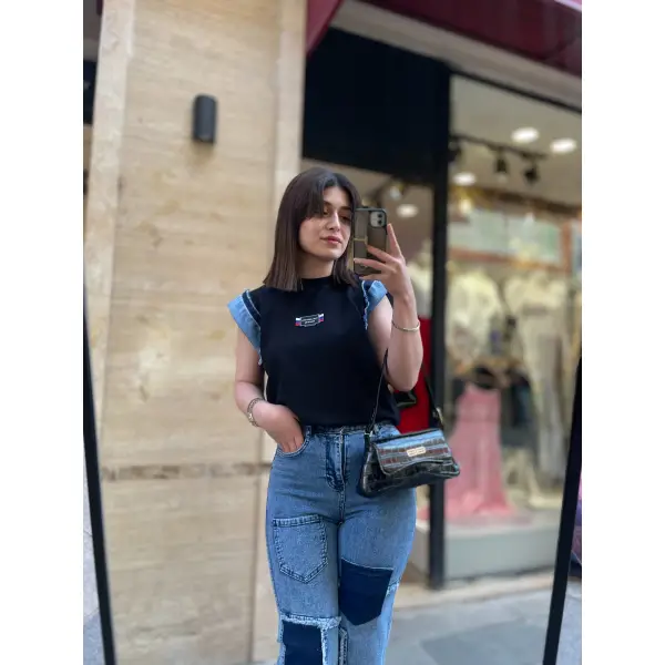 Tasarım denim ikili takım