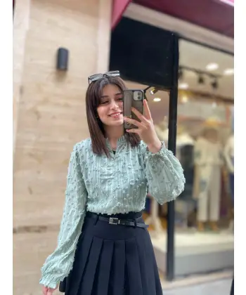 Fermuar detaylı ithal bluz