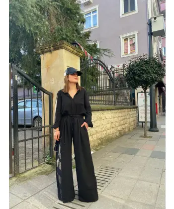 Lissy siyah keten takım