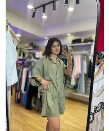 Tensel gömlekli şortlu takım