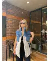 Denim Detaylı Tasarım Şişme Yelek