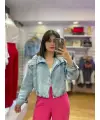 Taş detaylı tasarım denim ceket