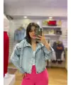 Taş detaylı tasarım denim ceket