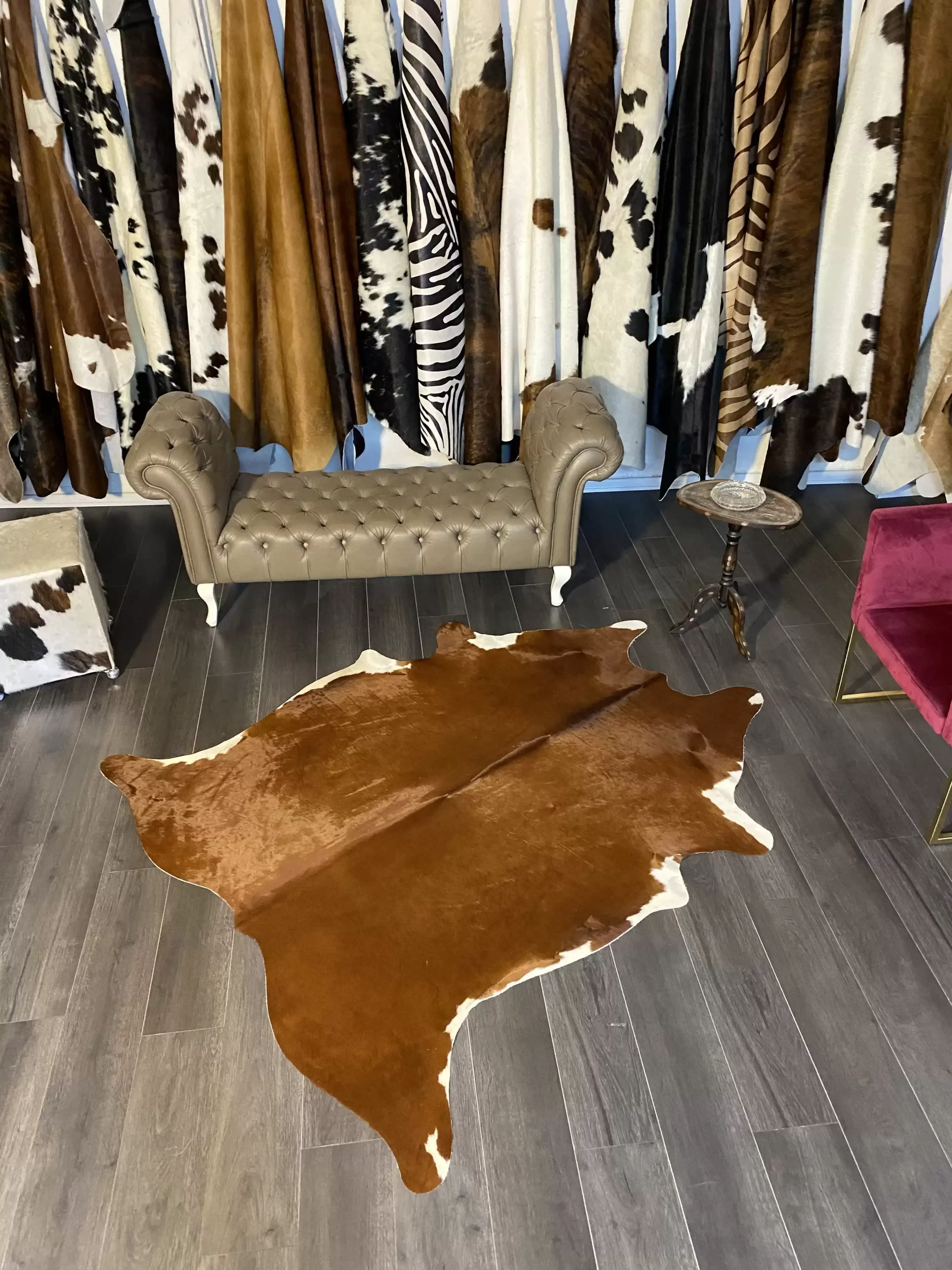 HAKİKİ DERİ DANA POSTU KAHVE - BEYAZ 170 x 190 - 0801000054