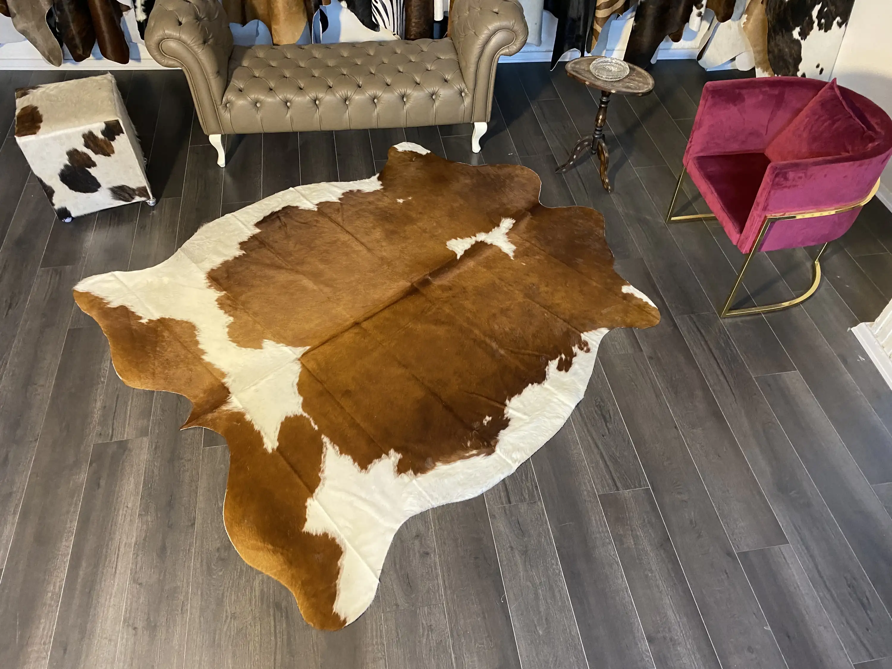 HAKİKİ DERİ DANA POSTU KAHVE - BEYAZ 190 x 225 - 0801000073