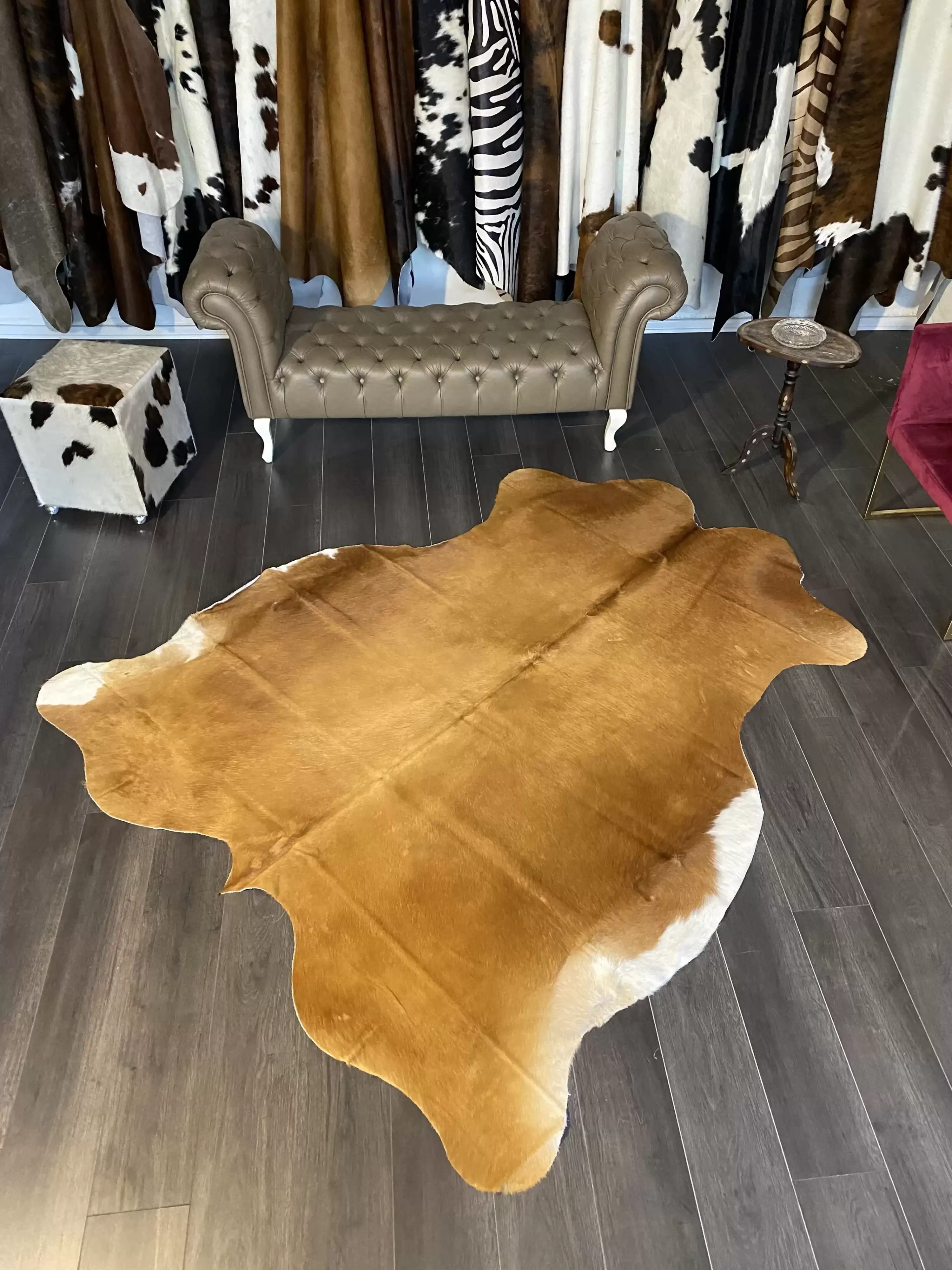 HAKİKİ DERİ DANA POSTU KAHVE - BEYAZ 195 x 225 - 0801000134