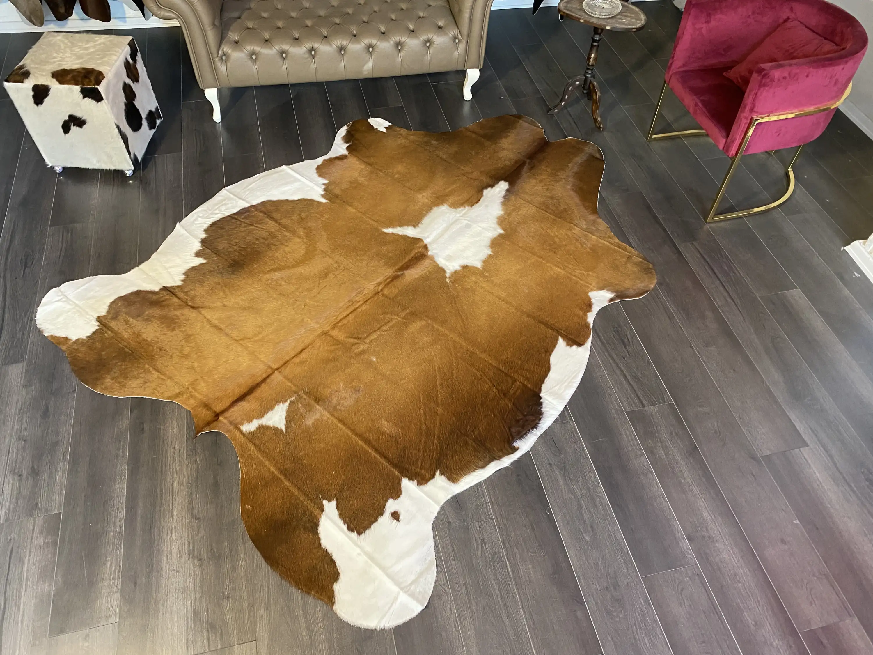 HAKİKİ DERİ DANA POSTU - KAHVE BEYAZ - 195 x 250 - 2250801000089