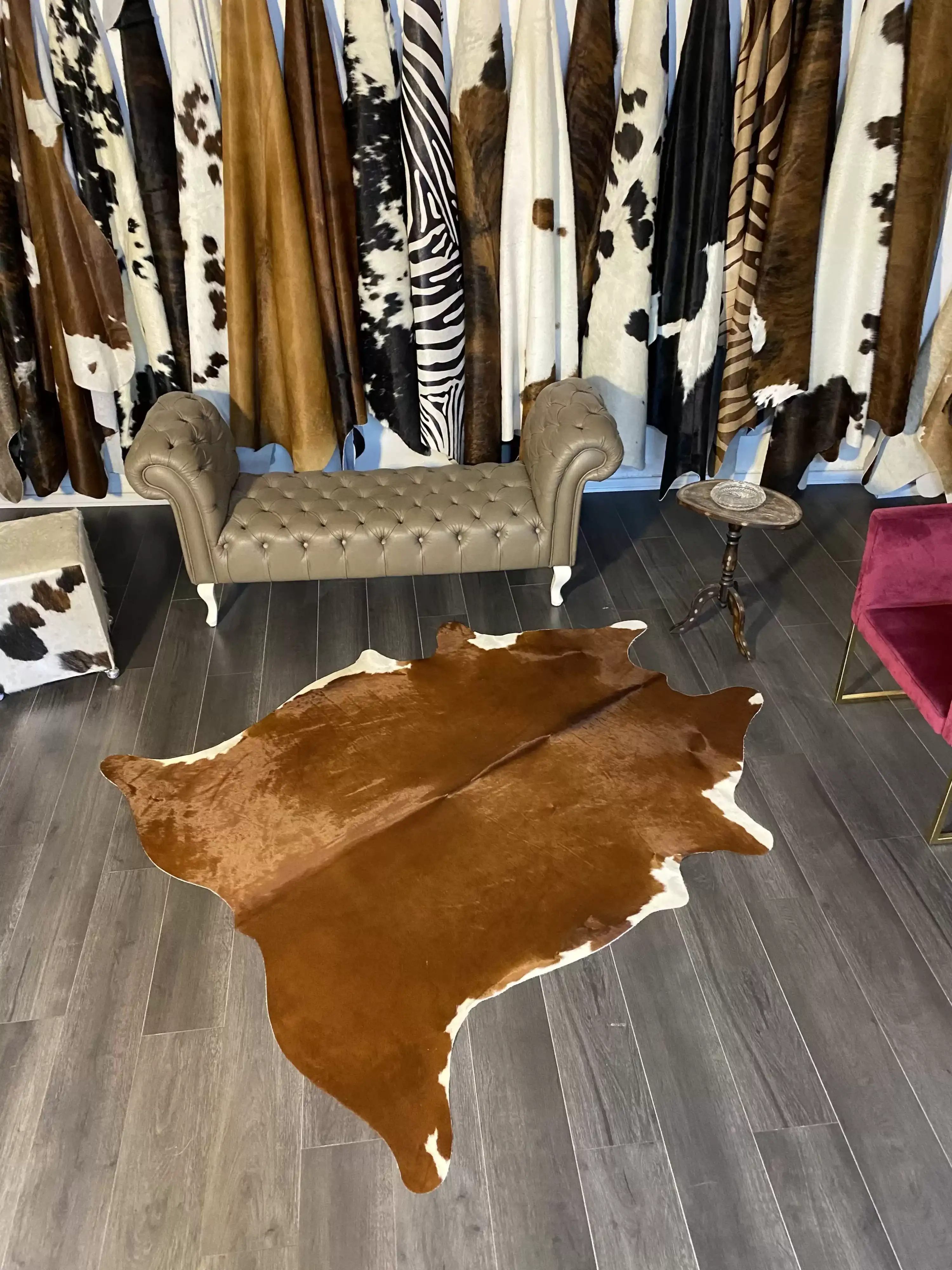 HAKİKİ DERİ DANA POSTU KAHVE - BEYAZ 170 x 190 - 0801000054