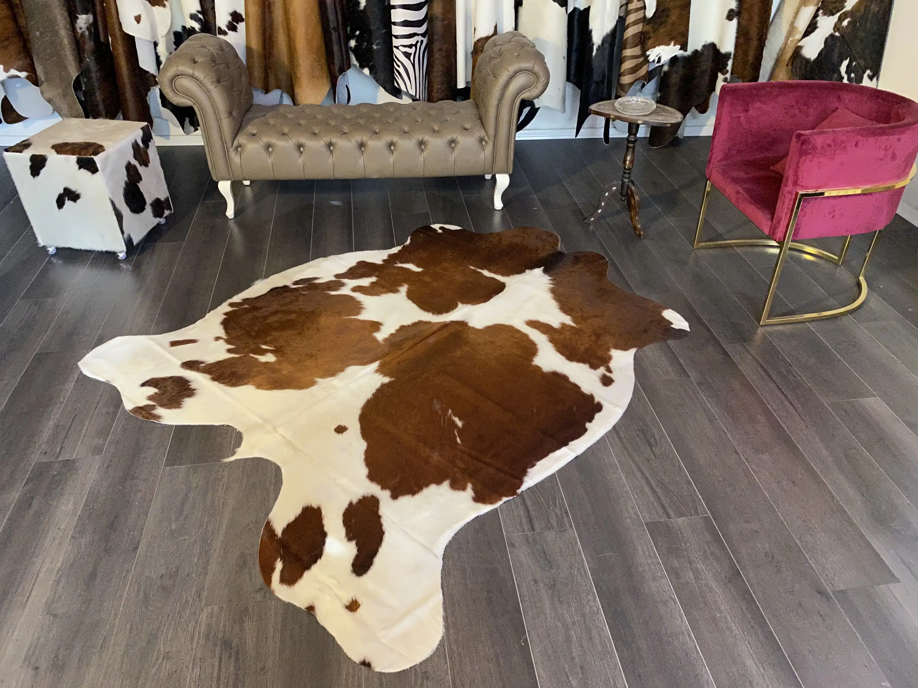 HAKİKİ DERİ DANA POSTU KAHVE - BEYAZ 170 x 210 - 0801000092