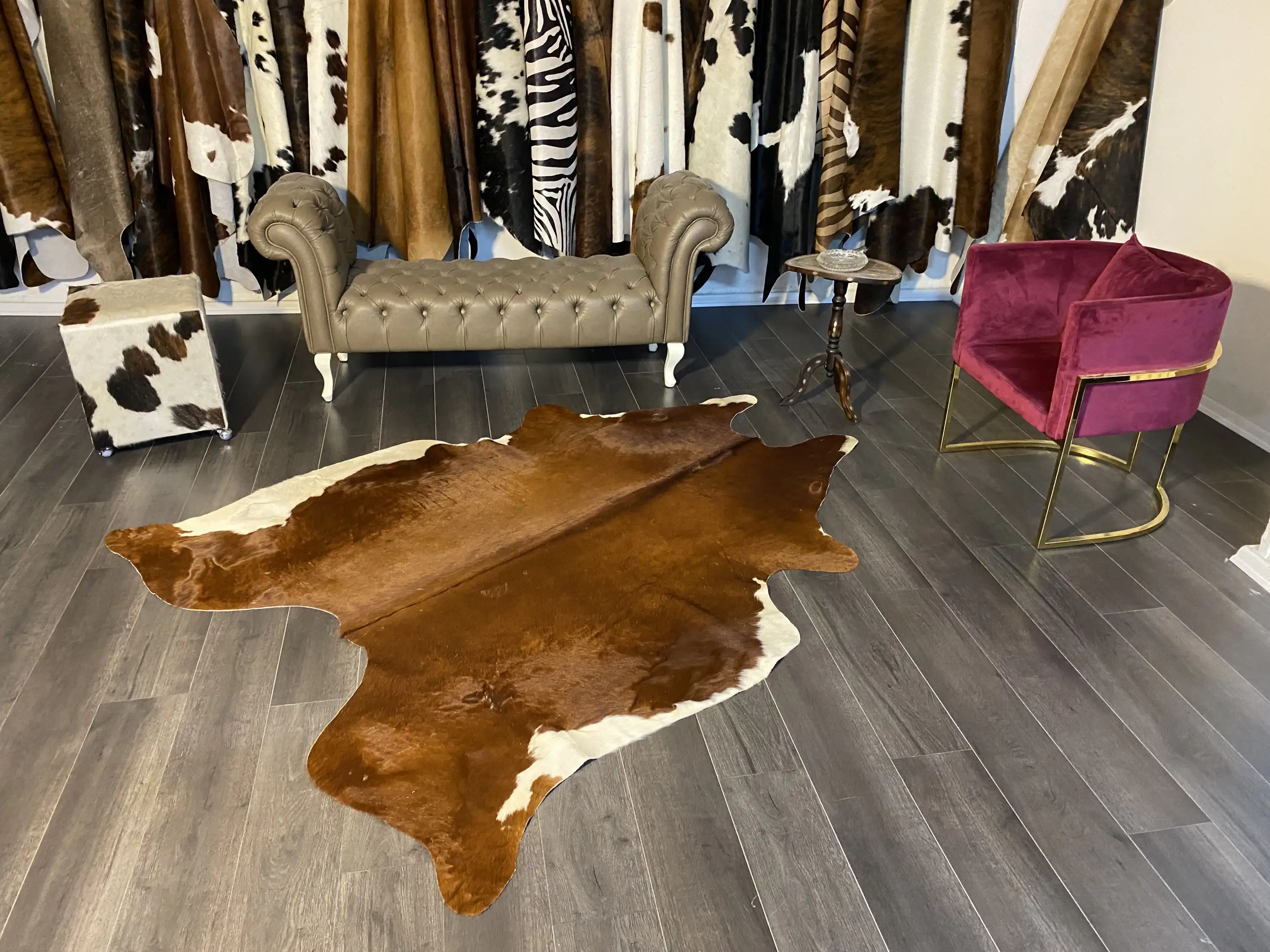 HAKİKİ DERİ DANA POSTU KAHVE - BEYAZ 175 x 220 - 0801000036