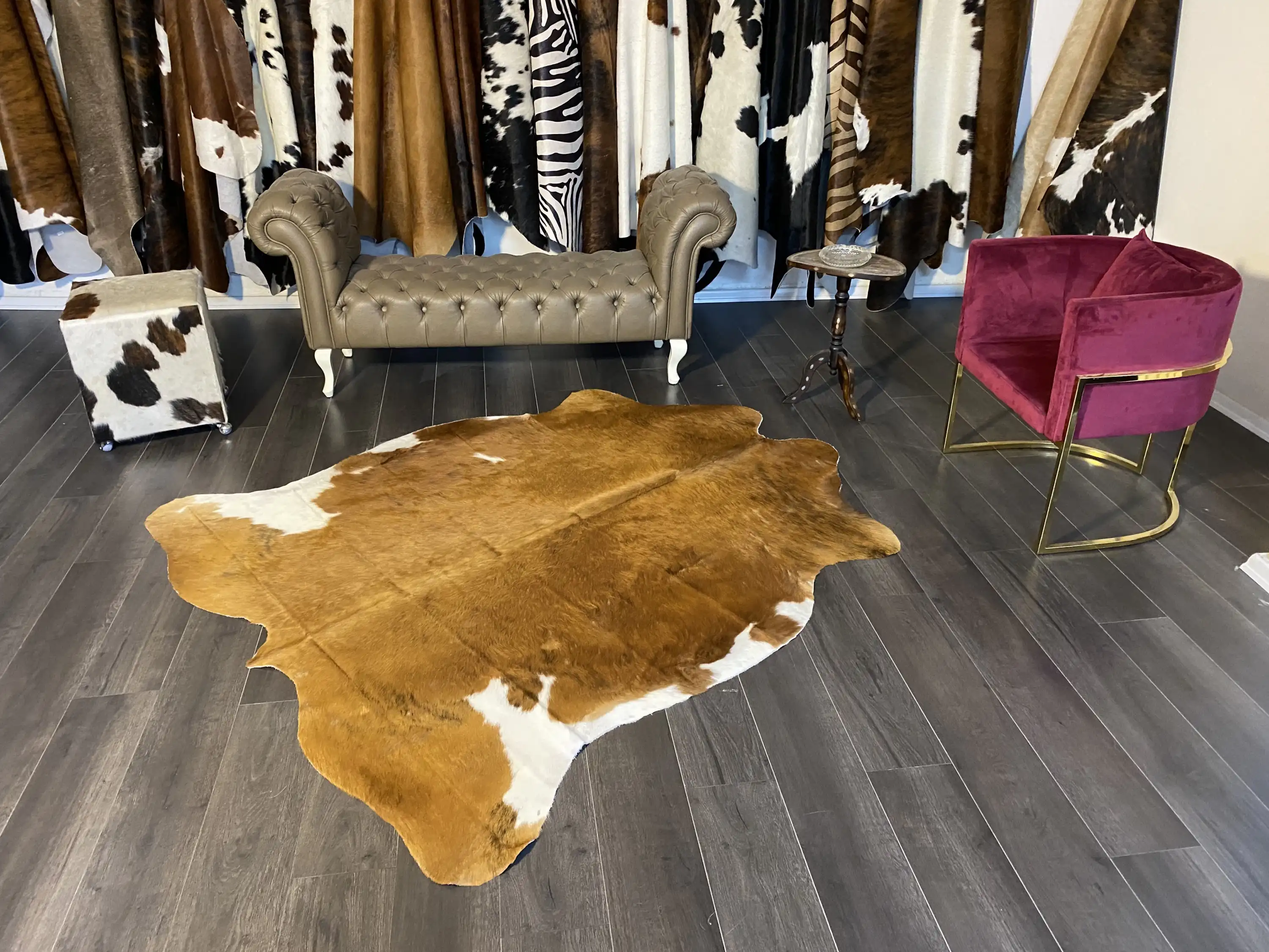 HAKİKİ DERİ DANA POSTU KAHVE - BEYAZ 180 x 205 - 0801000065