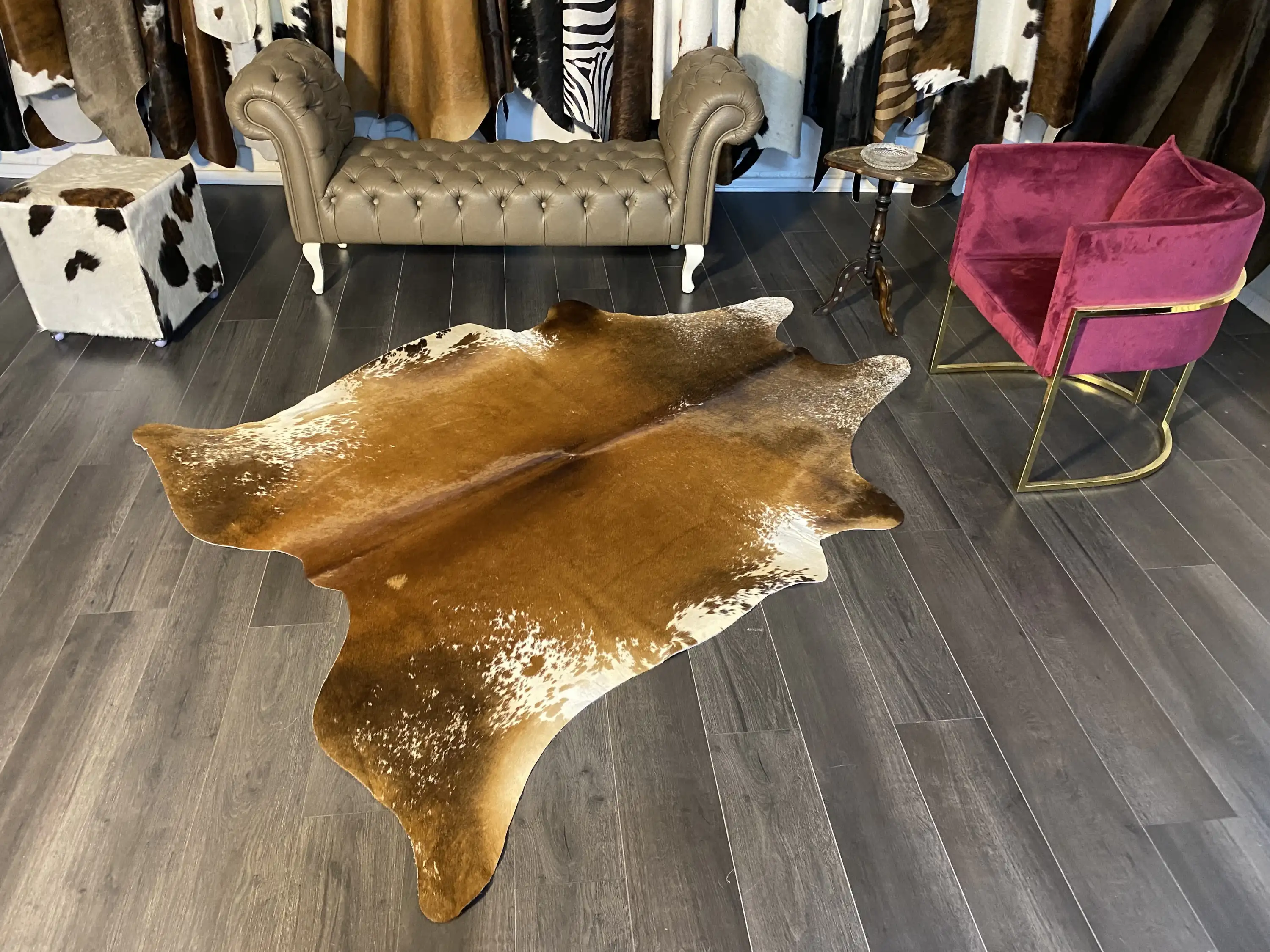 HAKİKİ DERİ DANA POSTU KAHVE - BEYAZ 180 x 225 - 0801000140